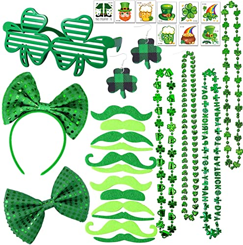 Bdecoll St. Patricks Party Kostüm Set,Grün Irish Acessories Shamrock Kostüm Zubehör Für Irish, Saint Patrick Day,Karneval Kostümparty (2) von Bdecoll