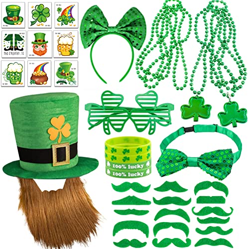 Bdecoll St. Patricks Party Kostüm Set,Grün Irish Acessories Shamrock Kostüm Zubehör Für Irish, Saint Patrick Day,Karneval Kostümparty (5) von Bdecoll