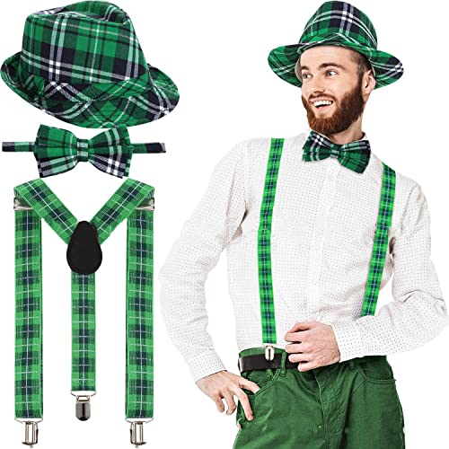 Bdecoll St. Patricks Party Kostüm Set,Grün Weiß Handschuhe Overknee Socken Kostüm Zubehör Für Karneval Kostümparty (3Stück) von Bdecoll