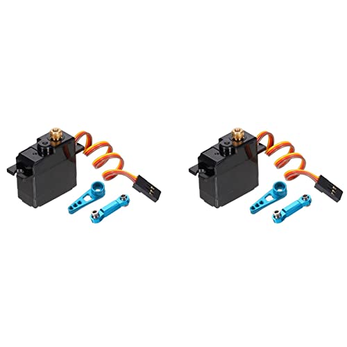 Bdfhjln 2X DREI Draht Metall Getriebe Servo mit Servo Arm Servo Stange für 144001 124019 124018 A959-B A959 RC Auto Upgrade Teile von Bdfhjln