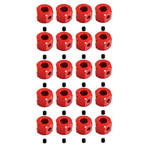 Bdukbduk 20 Stück 5 mm auf 12 mm Metall-Kombinator-Radnaben-Sechskant-Adapter für D12 C14 C24 B14 B16 MN D90 D91 RC Auto-Upgrade-Teile, Rot von Bdukbduk
