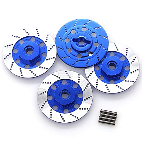 Bdukbduk 4 StüCke Metall Bremse Scheibe Felgen Kasten Metall Hex Adapter 12Mm für 1/10 Sakura D4 On-Road Racing RC Auto Teile,Marine Blau von Bdukbduk