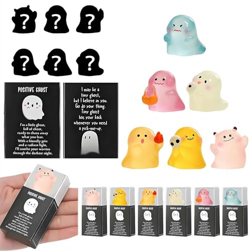 Leuchtet im Dunkeln, Mini-Geisterfiguren mit Box, leuchtende Geisterfiguren in 6 Designs mit Dankeskarte, Harz-Miniatur, niedlich, Halloween, leuchtend, klein, sortiert, gruselige Figuren, für Leuchtet im Dunkeln, Mini-Geisterfiguren mit Box, leuchtende Geisterfiguren in 6 Designs mit Dankeskarte, Harz-Miniatur, niedlich, Halloween, leuchtend, klein, sortiert, gruselige Figuren, für von Bduttlefish