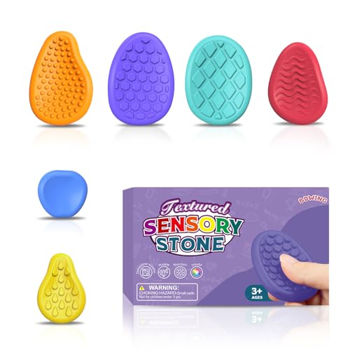 BDwing Silikon Fidget Toys Sensory Stones, 6 Stück Anti Stress Finger Spielzeug Stressabbau Reliever Geschenk für Kinder und Erwachsene, ADHS & Autismus Sensory Toys von Bdwing