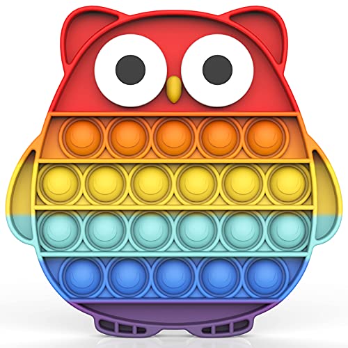 BDwing Silikon Push Bubble Sensory pop Fidget Toy, Regenbogen Farbe Baby Spielzeug, Angst Relief Finger Spielzeug, Ablenkung bei Stress Nervosität für Kinder und Erwachsene Fidget(Eule) von BDwing