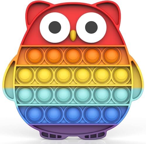 BDwing Silikon Push Bubble Sensory Pop Fidget It Toy, Farbenfroh Baby Spielzeug, Angst Relief Finger Spielzeug Antistress Geschenk für Jungen, Mädchen, Gesellschaftsspiele Spielzeug für Kinder(Eule) von BDwing
