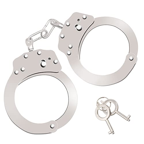 Bdwing Metall Polizei Kinder Handschellen mit Schlüssel, Handschellen Geeignet für Spiele, Fasching Polizei Partys oder Karneval Kostüme Zubehör(Silber, M-Modell) von Bdwing