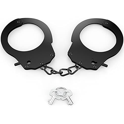Bdwing Metall Polizei Kinder Handschellen mit Schlüssel, Polizei Handschellen Geeignet für Spiele, Fasching Polizei Partys oder Karneval Kostüme Zubehör(Schwarz, S-Modell) von Bdwing