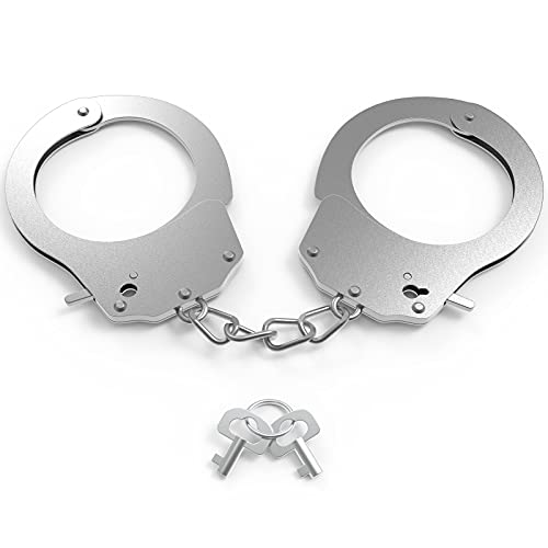 Bdwing Metall Polizei Kinder Handschellen mit Schlüssel, Handschellen Geeignet für Spiele, Fasching Polizei-Rollenspiele Partys oder Karneval Kostüme Zubehör(Silber Weiß, S-Modell) von Bdwing