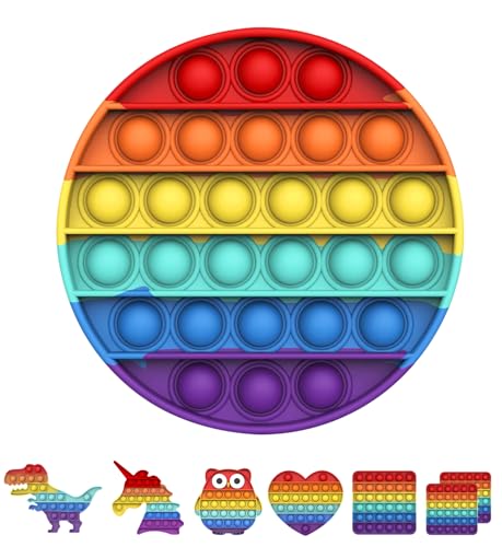 Bdwing Silikon Push and Pop Bubble Sensorisches Spielzeug, Pop Fidget It,Angst Relief Finger Autismus Besondere Bedürfnisse Entpacken Stressabbau Reliever für Kinder und Erwachsene(Color-Round) von Bdwing