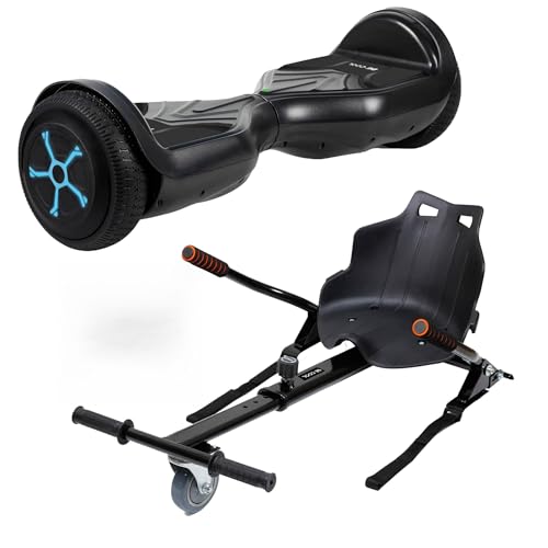 BE COOL Hoverboard 6.5" mit Sitting Bull Kartsitz – Balance Board & Kart Set – 12 km/h, 300W Motor, LED-Beleuchtung, bis 100 kg belastbar von Be Cool