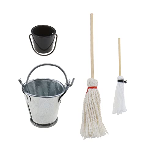 Be In Your Mind 2 Sets 1:12 Miniatur Mop Eimer Set Puppenhaus Mini Besen Eimer Kombination Puppe Haus Reinigung Liefert Werkzeuge Dekoration Ornament Handwerk Zubehör von Be In Your Mind