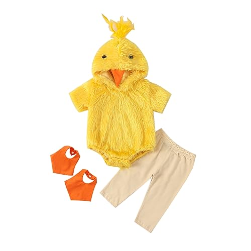 BeQeuewll Halloween-Kostüm für Neugeborene, Babys, Huhn-Kostüm, Hoodie, Leggings, Schuhe, Cosplay-Set für Kleinkinder, Kinder (Huhn, 3-teilig, 18–24 Monate) von BeQeuewll