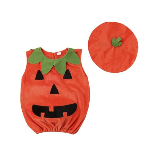 BeQeuewll Unsiex Kürbis-Kostüm-Set für Babys und Mädchen, Halloween, 0-6 Monate von BeQeuewll