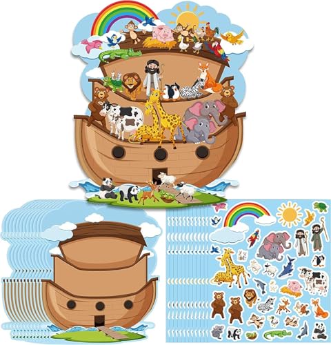 BeYumi 12 Set Noahs Arche Tier Aufkleber Szene, Hintergrundbilder und 12 STK Selbstklebende Tier Aufkleber, Noahs Arche Dekoration für Kids, Sonntagsschule Bastelanleitungen, Klassenzimmer VBS BeYumi 12 Set Noahs Arche Tier Aufkleber Szene, Hintergrundbilder und 12 STK Selbstklebende Tier Aufkleber, Noahs Arche Dekoration für Kids, Sonntagsschule Bastelanleitungen, Klassenzimmer VBS von BeYumi