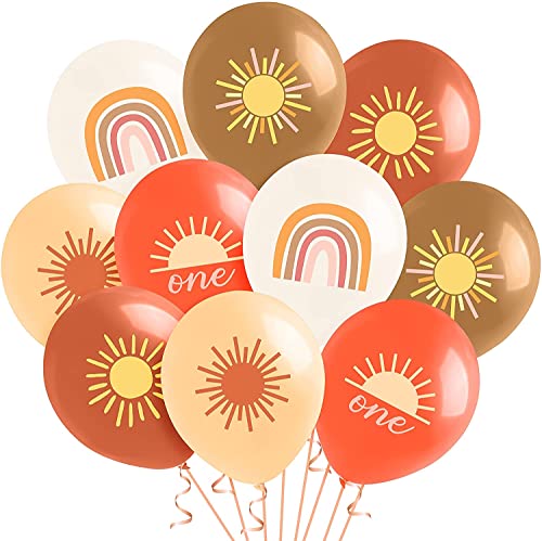 BeYumi 50Stück Boho Sonne Regenbogen Luftballon Hippie Sonnenaufgang Geburtstagsdekoration Luftballons Sonnenschein Ein Jahr alt Erster Geburtstag Party Dekoration Babyparty Zubehör für Jungen Mädchen von BeYumi
