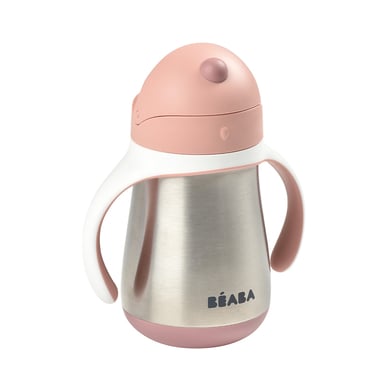 BEABA® Edelstahl Strohhalmbecher 250 ml in altrosa ab dem 8. Monat von Beaba