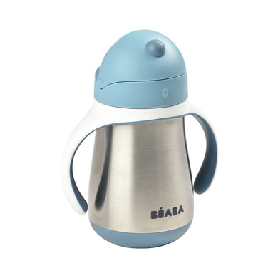 BEABA® Strohhalmbecher Edelstahl 250 ml in hellblau ab dem 8. Monat von Beaba