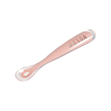 BEABA® Ergonomischer Babylöffel aus Silikon 1. Altersstufe altrosa von Beaba