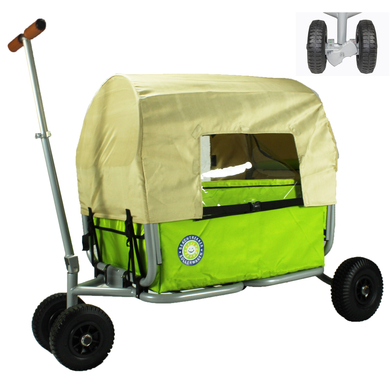 BEACHTREKKER Bollerwagen - Faltbarer Bollerwagen LiFe, grün mit Feststellbremse und Verdeck von Beachtrekker