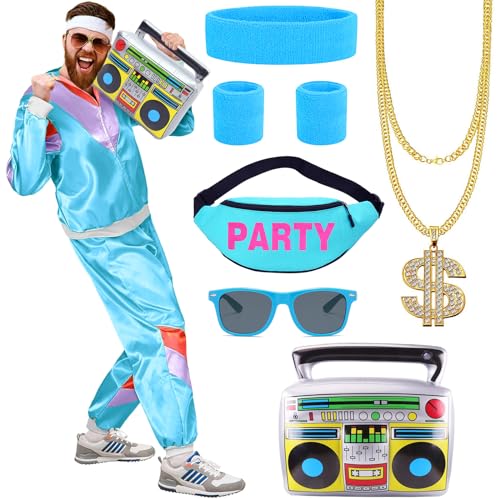 80er 90er Jahre Muschel Kostüm Set für Damen Herren 80er Jahre Kostüm 80er Jahre Retro Trainingsanzug 80er Jahre Rapper Outfit Set für Karneval Party von Beamely