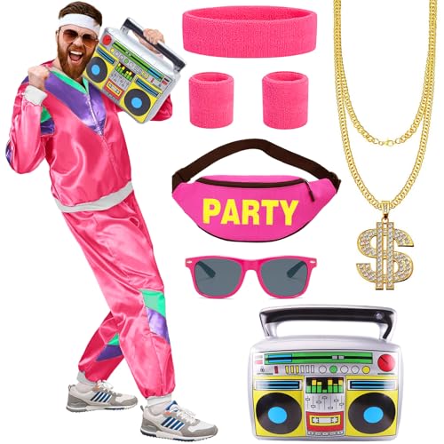 80er 90er Jahre Muschel Kostüm Set für Damen Herren 80er Jahre Kostüm 80er Jahre Retro Trainingsanzug 80er Jahre Rapper Outfit Set für Karneval Party von Beamely