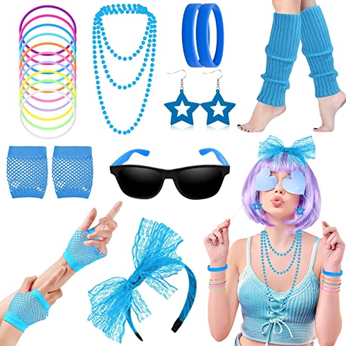80er Jahre Fancy Kleid Kostüme Zubehör, 80er Jahre Stil Kleider Party Sets für Frauen, Kinder Neon Beinwärmer Halsketten Armband Fischnetz Handschuhe Bogen Stirnband Ohrringe Sonnenbrillen-5 80er Jahre Fancy Kleid Kostüme Zubehör, 80er Jahre Stil Kleider Party Sets für Frauen, Kinder Neon Beinwärmer Halsketten Armband Fischnetz Handschuhe Bogen Stirnband Ohrringe Sonnenbrillen-5 von Beamely