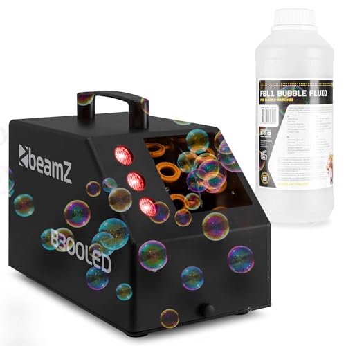 BeamZ B300LED Seifenblasenmaschine mit 1L Flüssigkeit und farbigen LEDs, 25 Watt, Luftblasenmaschine, Bubble Machine mit Fernbedienung, 10.000 Bubbles pro Minute, Seifenblasen Hochzeit BeamZ B300LED Seifenblasenmaschine mit 1L Flüssigkeit und farbigen LEDs, 25 Watt, Luftblasenmaschine, Bubble Machine mit Fernbedienung, 10.000 Bubbles pro Minute, Seifenblasen Hochzeit von Beamz