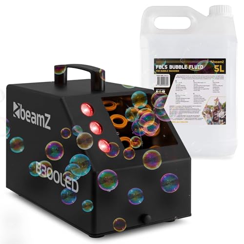 BeamZ B300LED Seifenblasenmaschine mit farbigen LEDs 5L Flüssigkeit, Fernbedienung, 25 Watt, Luftblasenmaschine, Bubble Machine, 10.000 Bubbles pro Minute, Seifenblasen Hochzeit - Schwarz BeamZ B300LED Seifenblasenmaschine mit farbigen LEDs 5L Flüssigkeit, Fernbedienung, 25 Watt, Luftblasenmaschine, Bubble Machine, 10.000 Bubbles pro Minute, Seifenblasen Hochzeit - Schwarz von Beamz