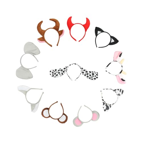Beatifufu 10 Stück Teiliges Cartoon Tierohren Stirnband Weiches Plüsch Haarband für Party Kopfschmuck Vielseitig Verwendbar zum Schminken Waschen und Alltag für Halloween Valentinstag von Beatifufu