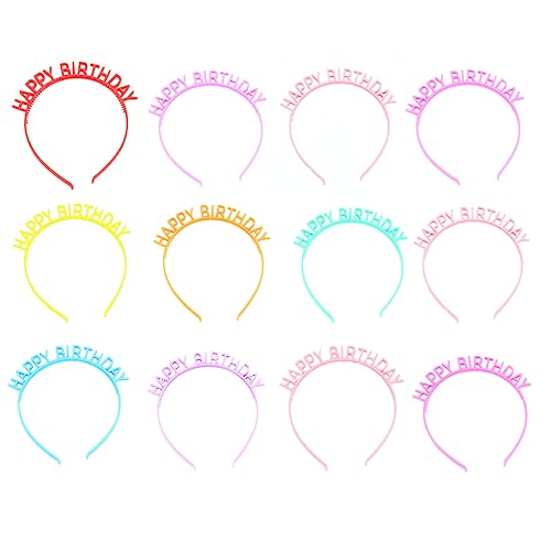 Beatifufu 12 Stück Teiliges Buntes Haar Accessoire Geburtstagskrone mit Buchstaben Design Modischer Festival Kopfschmuck für Mädchen Langlebig und Bequem Partydekoration von Beatifufu