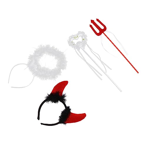 Beatifufu 2 Sätze Engels und Teufel Haarreif Erwachsene Party Kostüm Zubehör mit Zauberstab für Fasching Halloween Cosplay Bühnenauftritt von Beatifufu