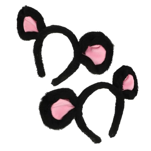 Beatifufu 2 Stück Plüsch Mausohren Stirnband Kuscheliges Kostüm Accessoire für Damen Mädchen Komfortabel Langlebig Cartoon Design für Halloween Cosplay Party von Beatifufu