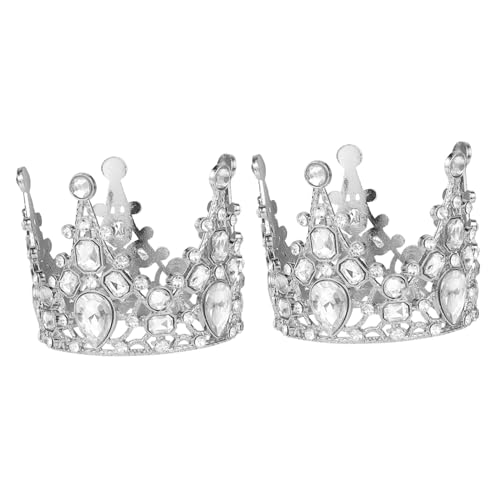 Beatifufu 2 Stück Teiliges Cake Topper Kronenform Silber Mini Tortendeko für Geburtstag Babyparty Hochzeit Kuchenornament von Beatifufu
