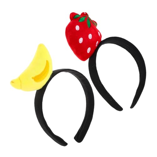 Beatifufu 2 Stück Teiliges Frucht Design Haarband Leichte und Bequeme Erdbeer und Bananen Haarreifen für Fotos Live Streams und Party Vielseitige Kopfbedeckung für Reisen und Besondere von Beatifufu