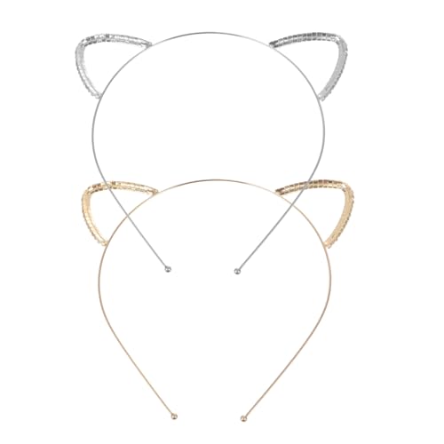 Beatifufu 2 Stück Teiliges Katzenohren Haarband aus Metall Langlebig und Dekorativ Festliche Party accessoires für Cosplay Silbernes und Goldenes Design Einfach zu Tragen und Sicher von Beatifufu