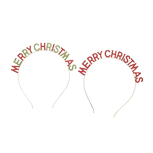Beatifufu 2 Stück Weihnachtliches Haarband Stirnband mit Buchstaben Design Festlicher Kopfschmuck für Party Karneval und Weihnachtsfeier von Beatifufu
