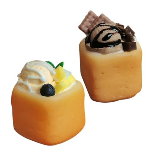 Beatifufu 2 Stücke Miniatur Dessert Mini Eiscreme Toast Figuren für Puppenhaus Realistische Farbintensive Micro Landschaft Dekoration für Kinderküche Kreatives Rollenspiel von Beatifufu