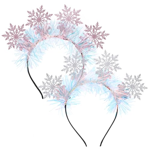 Beatifufu 2 Weihnachtliches Schneeflocken Stirnband aus Weichem Filz Elastisch Komfortabel Robust für Weihnachtsfeiern Neujahr Cosplay und Party Silber und Rosa von Beatifufu