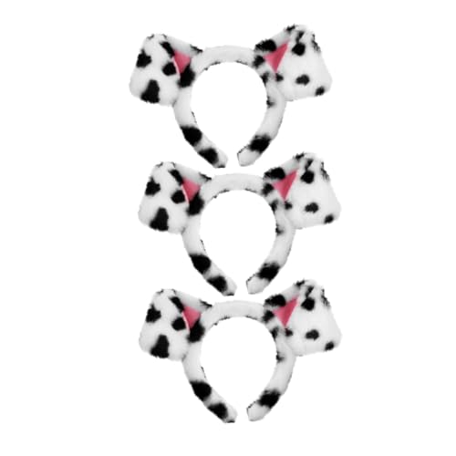 Beatifufu 3 STÜCKE Teiliges Dalmatiner Welpen Ohr Haarband Niedliches Kuscheliges Stirnband mit Punkte motiv Bequemes Kostümzubehör für Fasching Halloween Cosplay und Mottopartys für von Beatifufu