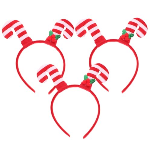 Beatifufu 3 Stück Weihnachtlicher Haarreif Candy Cane Design Festliches Stirnband für Party Kostüm Weihnachten Familienfeier Langlebig und Bequem Tragbar von Beatifufu