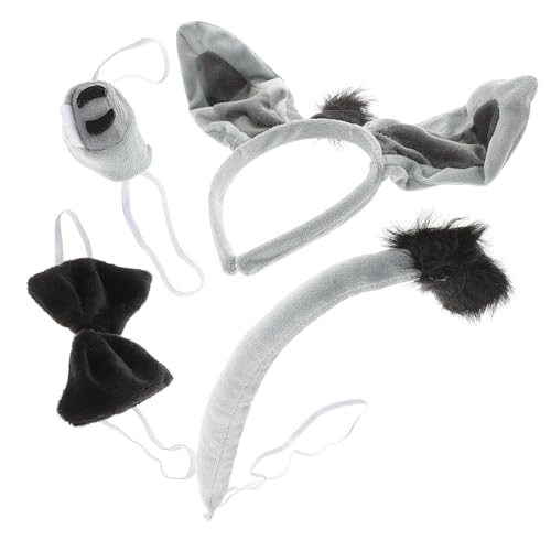 Beatifufu 4 Stück Teiliges Esel Kostüm für Stirnband Fliege und Nase Hautfreundlich für Halloween Cosplay und Tierkostüm Partys Vielseitiges Kinderkostüm Zubehör von Beatifufu