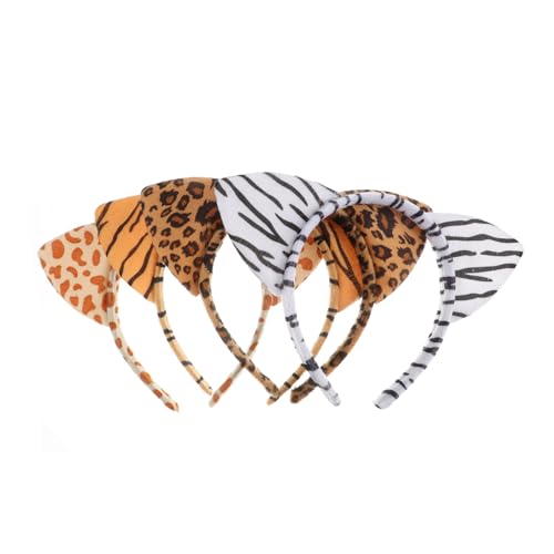 Beatifufu 4 Stück Teiliges Katzenohren stirnband mit Leopardenmuster Weiches Stoffhaarband Bequemes Cosplay accessoire für Erwachsene für Halloween Partys und Kostümfest von Beatifufu