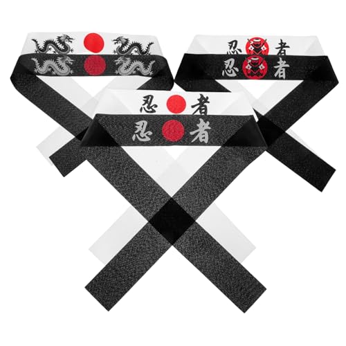 Beatifufu 6 Stück Japanische Ninja Stirnbänder Polyester Weich Langlebig für Karate Kostüm Party Zubehör Schüler Geburtstagsfeier von Beatifufu