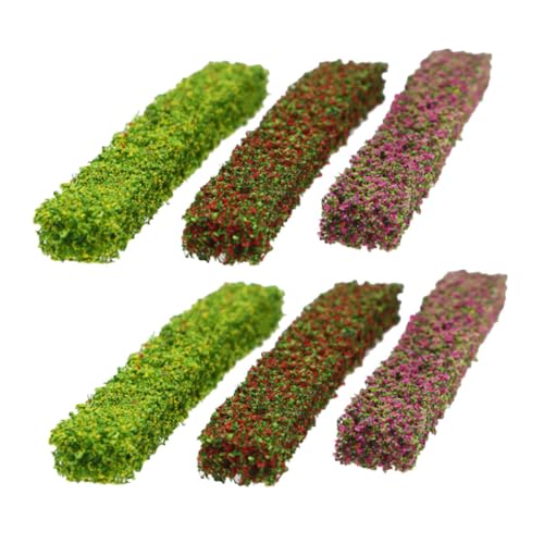 Beatifufu 6 Stück Teiliges Miniatur Sträucher Modellbau Pflanzen in Grün mit Rot Gelb Realistische Landschafts Dekoration für Modelleisenbahn Diorama Architektur und Gartendeko von Beatifufu