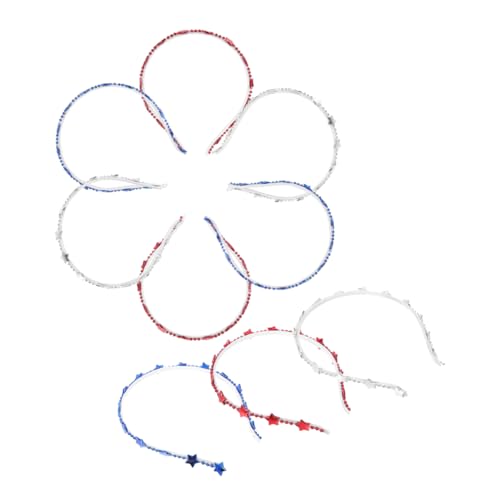 Beatifufu 9 Stücke Teiliges Of July Haarband aus Langlebigem Patriotisches Stirnband mit Roten Weißen und Blauen Sternen für Damen und Mädchen für Unabhängigkeitstag Gedenktag und Partys von Beatifufu