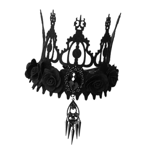Beatifufu Barock Krone Haarreif Halloween Kopfschmuck Party Queen Haarschmuck Masquerade Kostüm Zubehör Schwarz Langlebig und Einzigartig von Beatifufu