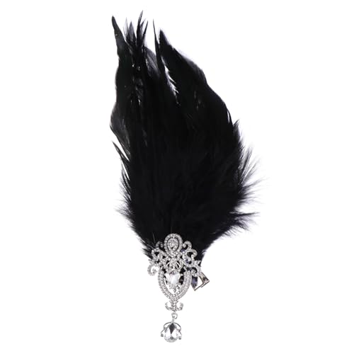 Beatifufu Elegantes Vintage Feder stirnband Damen Haarschmuck mit Strass Kristallen Party Karneval Bühnenaccessoire Schwarz Elastisch von Beatifufu