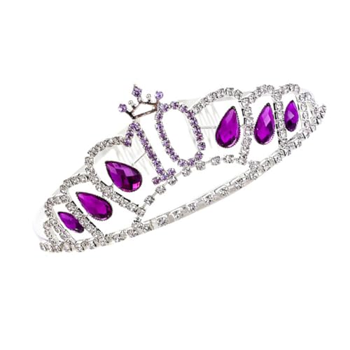 Beatifufu Haarschmuck Glitzernde Zahlenkrone mit Strasssteinen Party Haarreif für Mädchen Geburtstagsdeko und Fotorequisite Violetter Geburtstagskronen-accessoire von Beatifufu