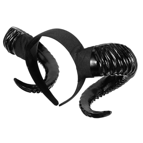 Beatifufu Halloween Haarreif mit Schwarzen Schafshörnern Leichter Kopfschmuck Langlebiges Halloween Cosplay Accessoire Einfach zu Tragen für Party und Kostüm von Beatifufu